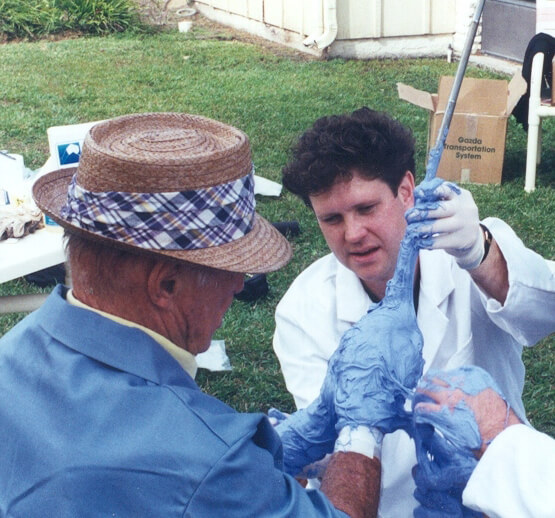 paul making mold from american professional golfer sam snead hands