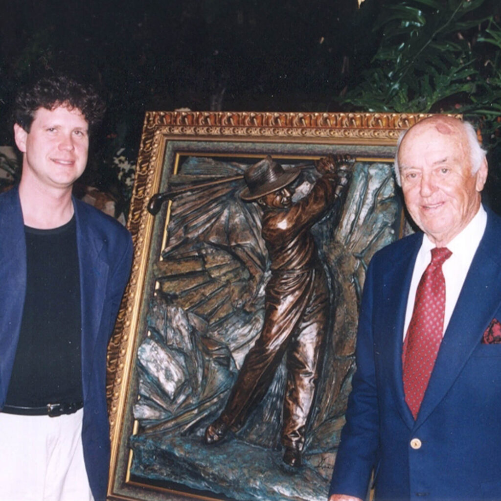 Bronze relief sculpture of Sam Snead auctioned at his celebrity golf tournament at Panther Creek Golf Club in Fort Pierce, Florida.